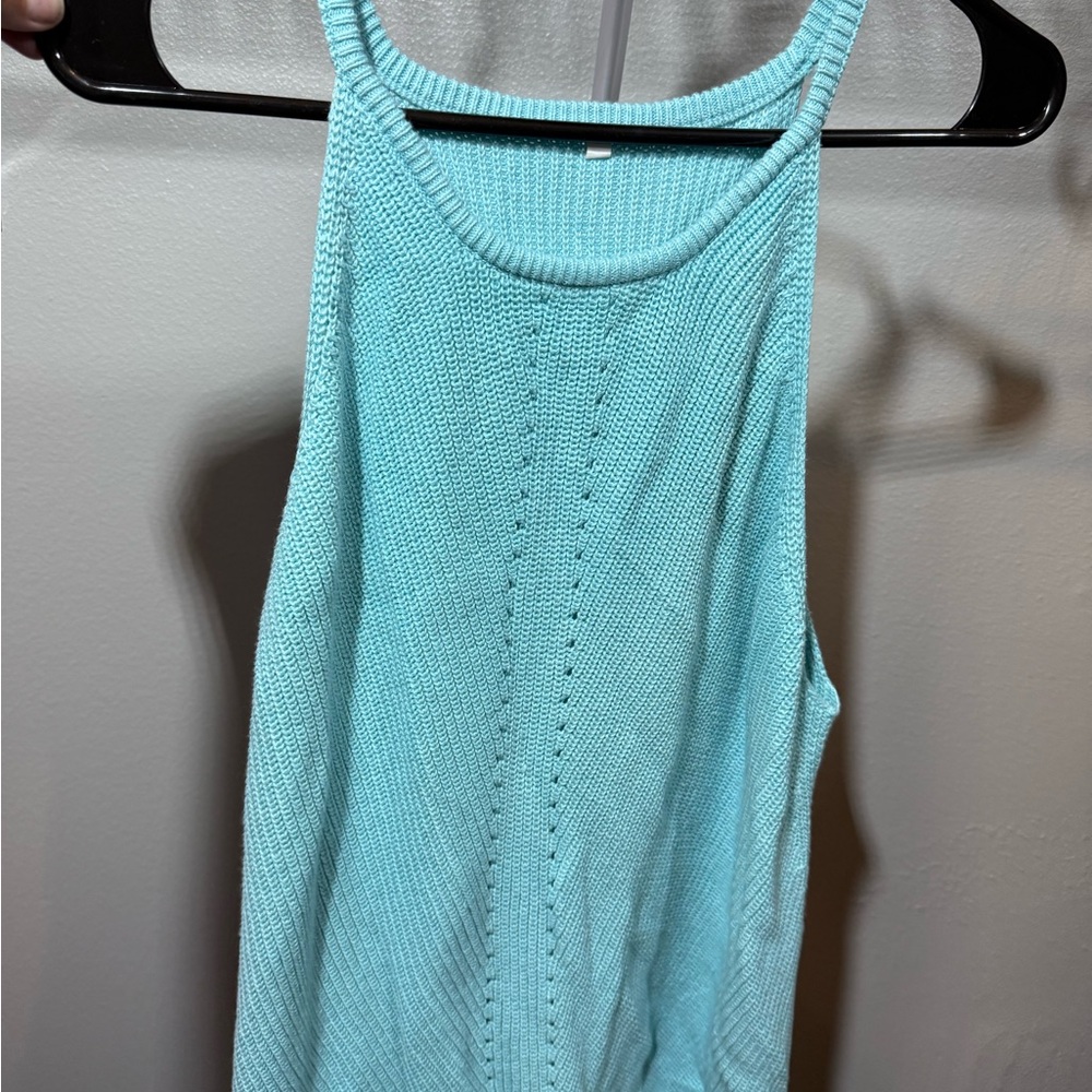 Chic Sleeveless Knit Tank Top - Turquoise